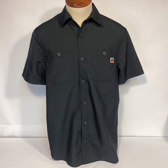 40 Grit by Duluth Trading Mens black short sleeve button down shirt size medium - Picture 1 of 7